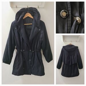 Gallery Vintage Hooded Parka Winter Jacket in Black Sz S